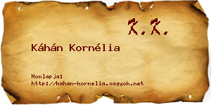 Káhán Kornélia névjegykártya